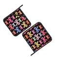 thumbnail image 3 of 2 Pack Kitchen Pot Holders Heat Resistant Oven Hot Pads With Hand Pockets And Hanging Loops For Baking Cooking 8x8in Shimmering Pearl Bow, 3 of 9