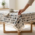 thumbnail image 4 of SLYNSHome Cotton Linen Tablecloth, 100x150 cm Printed Tassel Rectangular Table Cover, Washable Decorative Cloth for Dining Table Coffee Table Kitchen Home Decor, 4 of 7