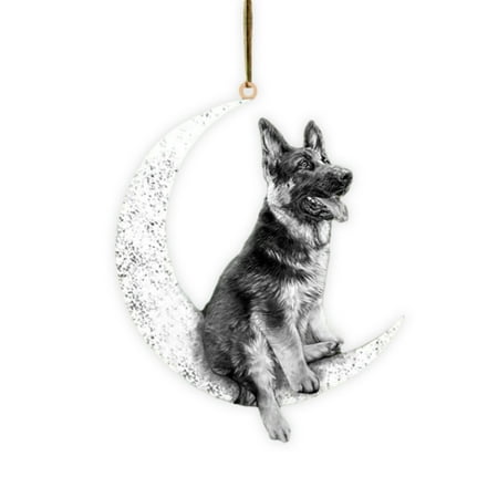 

Kafei Christmas Tree Hangings Wooden Ornaments for Christmas Handmade Pet Dog Sit On the Moon Hangings Pendant Decoration Gift for Windows Door Home Decorations Holiday Decor