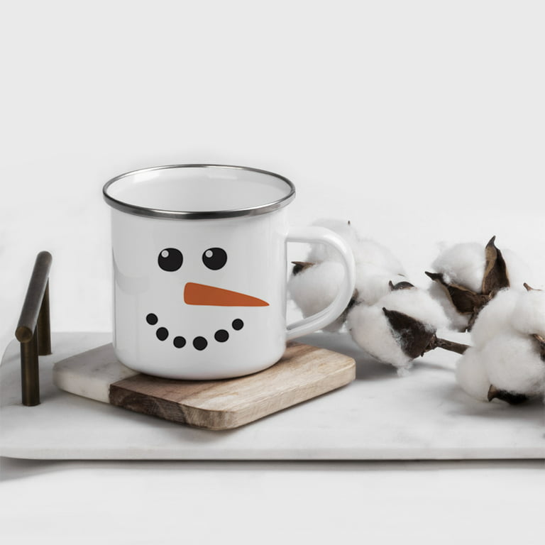 Andaz Press 11oz. Kids Christmas Hot Chocolate Stainless Steel Campfire Coffee Mug, Snowman with Carrot Nose, 1-Pack, White