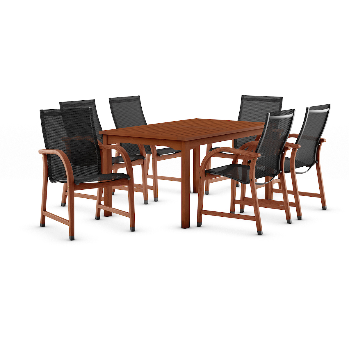 Bahamas 7-Piece Rectangular Patio Dining Set, Solid Wood 100% FSC Certified - image 3 of 12