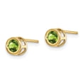 thumbnail image 2 of 14k 4mm Bezel August/Peridot Post Earrings in 14k Yellow Gold, 2 of 3