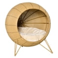 thumbnail image 2 of PawHut 20.5" Rattan Cat Bed, Wicker Elevated Round Condo for Comfort and Circulation with Cushion, 2 of 9