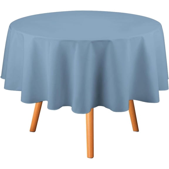 Tablecloth Dusty Blue Solid Color Table Cover 60inch Round Washable Table Cloth for Kitchen Dinning Party Tabletop Modern Decoration