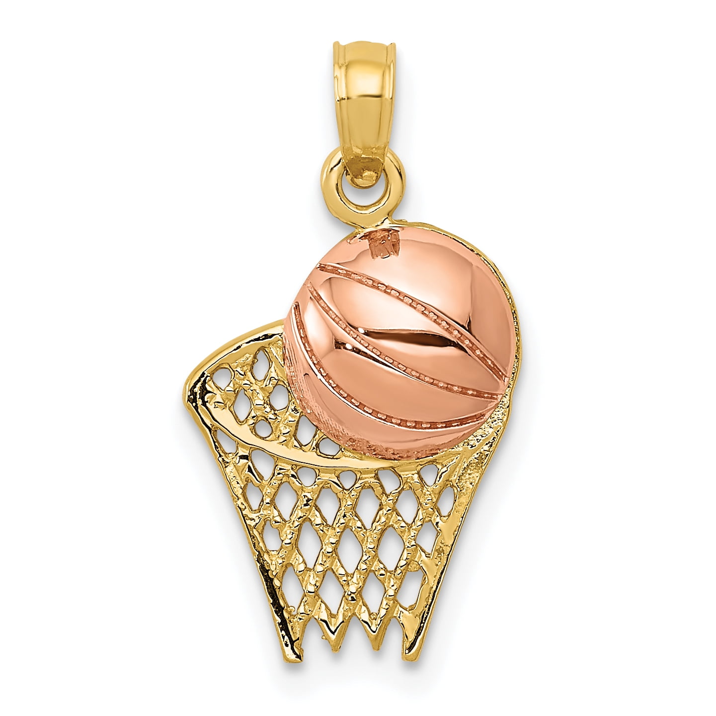 10k Yellow Gold Basketball Net Pendant Charm Necklace Sport Fine Jewelry Gifts For Women For Her 