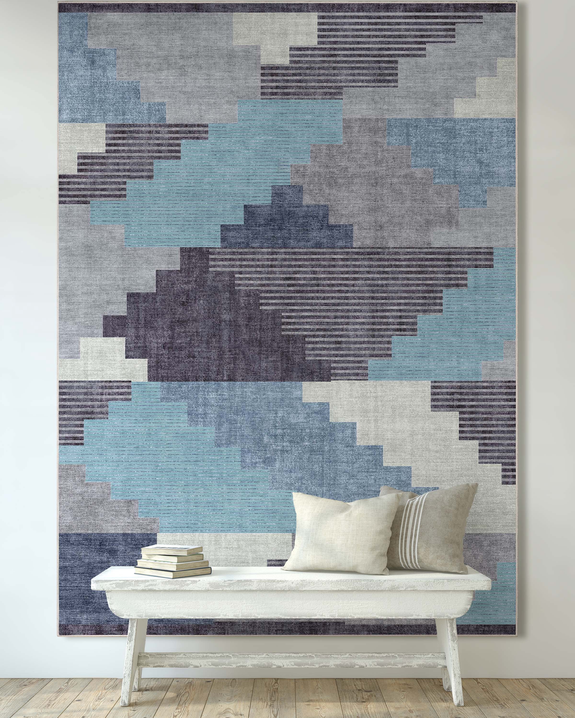 Well Woven Apollo Portsmouth Vintage Southwestern Blue Flatweave 5'3" x 7'3" Area Rug