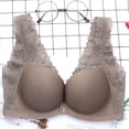 thumbnail image 2 of UVEASISHA Women's Front Closure Wireless Bra V Neck Seamless Everyday Bralette Floral Lace Trim Beauty Back Comfort Lounge Underwearr Coffee 40, 2 of 7