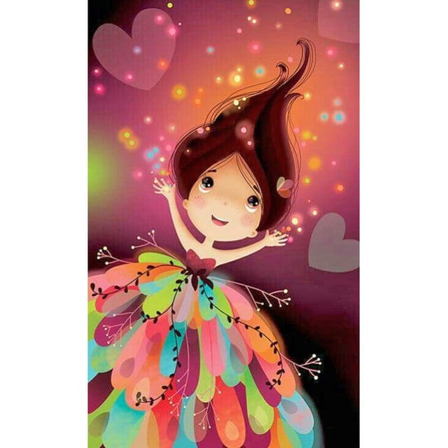 Pintura de diamante (DB1573) Vestido de arco iris Chica 5D DIY Mosaico cuadrado Decoración 20X30cm Hugtrwg Para estrenar