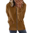 thumbnail image 1 of Sudadera Naughtyhood de gran tamaño para mujer, blusa holgada de manga larga con cremallera y abertura frontal, con estampado y bolsillos, color marrón XXL, 1 of 5