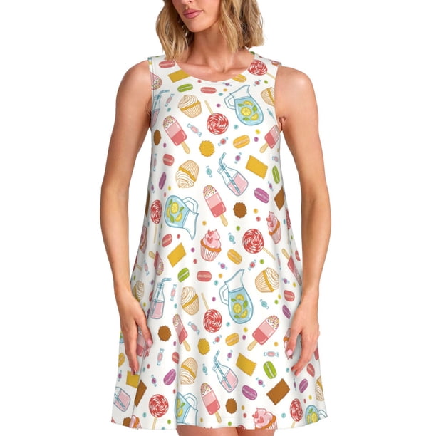 Disketp Dessert para Vestido sin Mangas para Mujeres, Vestidos de Verano para Mujeres, Casual y Holgado para la Playa