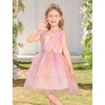thumbnail image 7 of IBTOM CASTLE Toddler Flower Girl Dress Baby Butterfly Ruffle Tulle Tutu Dress Princess Birthday Party Pageant Formal Wedding Prom Gown Rainbow powder, 7 of 7
