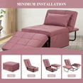 thumbnail image 6 of Ainfox Ottoman Chair Lounger Bed，4 in 1 Convertible Single Sofa Couch Futon Bed, 71''L x 34''W (Pink), 6 of 8