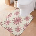 thumbnail image 3 of U-Shaped Toilet Mat Plush Bathroom Rug Mat Non Slip Bathroom Mats Elegant Red Snowflakes Pattern, 3 of 5