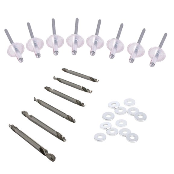 Large Head Rivet Kit w/ Drill Bits, Plain, 3/16 Inch, 500-Piece