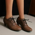 thumbnail image 2 of IUJSOY Kitten Heels for Women Lace up Round Toe Vintage Business Work Dress Shoes Casual Oxfords, 2 of 5