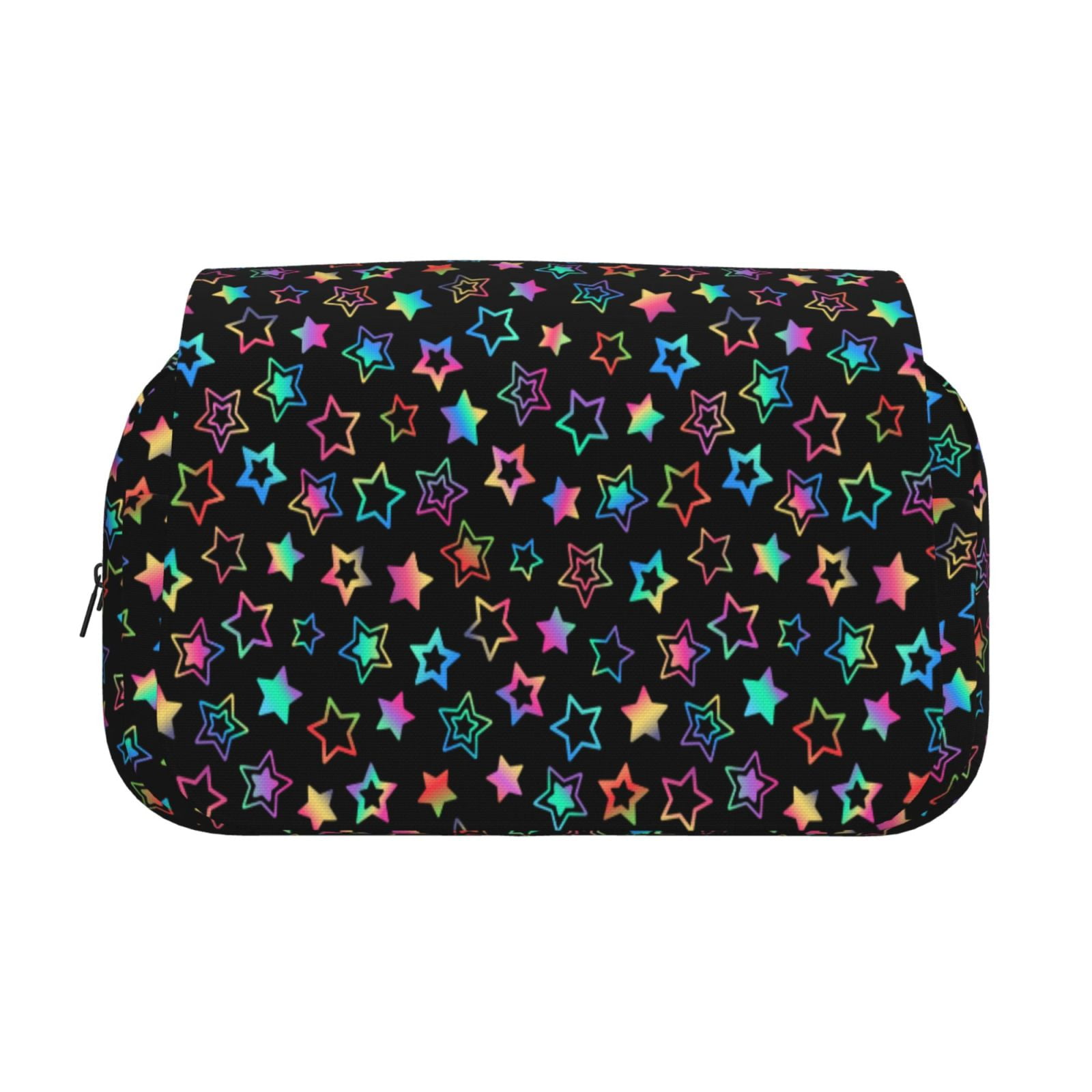 Rateoe Multi-Colored Stars Pattern Double Clamshell Pen Case, Storage Organizer with Two Zipper Compartments– Holds Up to 50 Pencils & Pens