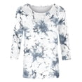 thumbnail image 4 of Odbmxy 3/4 Sleeve Womens T Shirt Fall Tie-Dye Pullover Crew Neck Loose Womens Top Soft Casual Holiday, 4 of 5