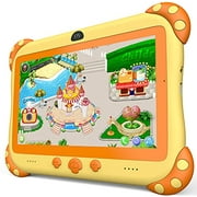 Kids Tablet 7 inch WiFi Kids Tablets 32G Android 10.0 Tablet for Kids Dual Camera Educational Games Parental Control, Toddler Tablet with Kids Software Pre-Installed Kid-Proof YouTube Netflix (Yellow)