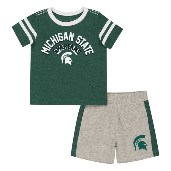 Infant-Colosseum  Heather Green Michigan State Spartans T-Shirt & Shorts Set