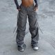 thumbnail image 1 of Pantalones Tipo Cargo Pantalones cargo Mujer Pantalones casuales sueltos Cordón Y2K Primavera Verano (Gris L) Ygjytge para Mujer Gris T L, 1 of 5