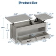 thumbnail image 3 of 47.2 Inch Lift Top Coffee Table, Adjustable Height Wooden Center Table with 2 Drawers, Hidden Compartment and Open Shelf for Living Room Home Office, 3 of 9