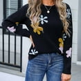thumbnail image 5 of Bixock Women Fall and Winter Top,Women Sweater,Women's Comfortable Round Neck Long Sleeved Floral Embroidery Casual Pullover Sweater, 5 of 5