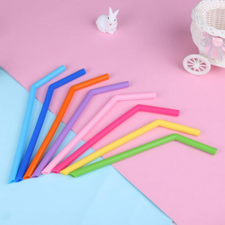 4x Reusable Clear Glass Water Drinking Straws with Brush Wedding