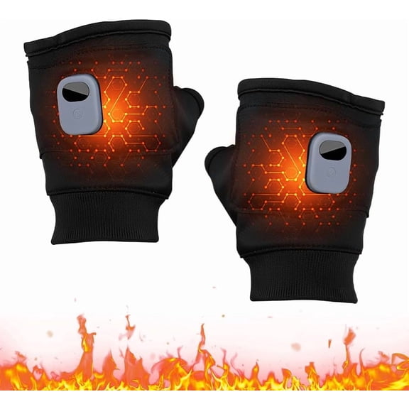 Rechargeable Heated Gloves for Women & Men, 2026 Smart Thermostatic Fingerless Heating Gloves with Adjustable Settings, Electric Winter Hand Warmers for Outdoor Work(1pcs-black)
