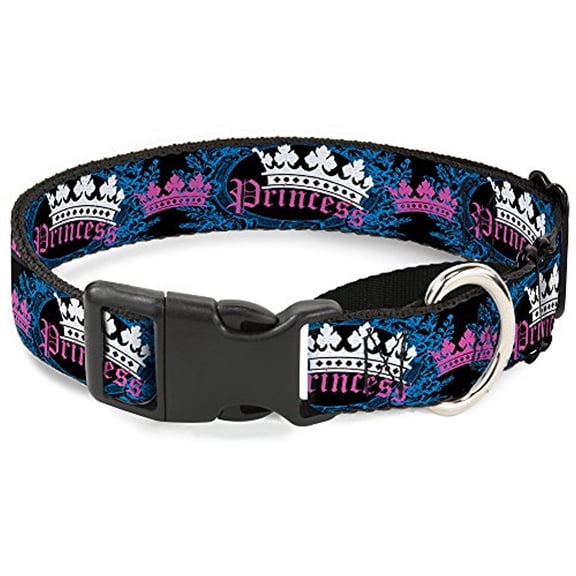 Buckle-Down Crown Princess Oval Black Turquoise Martingale Dog Collar