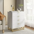 thumbnail image 5 of Hellone Nightstand with 4 Drawer, Diamond Style Bedside Table with Golden Handle for Bedroom, Living Room, 5 of 6