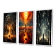 thumbnail image 3 of Designart "Atlantean Revelation Mysteries of Light III" Abstract Landscape Framed Wall Art Set Of 3 - Gold Abstract Landscapes Frame Canvas Set For Living Room Decor, 3 of 6