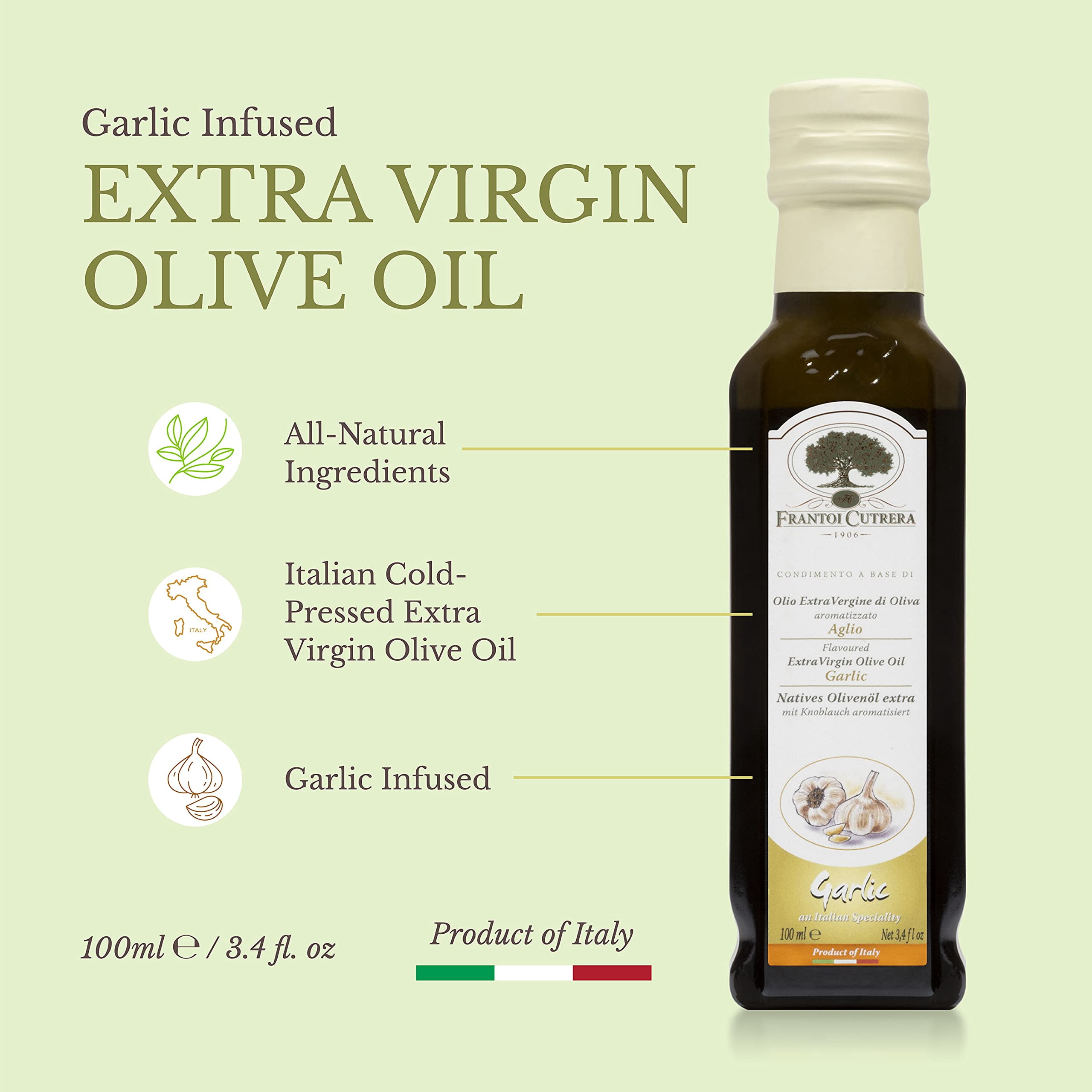 Mercato di Bellina Garlic Olive Oil for Cooking and Dipping Bread - Garlic Infused Olive Oil Made with Gourmet Italian Ingredients from Italy