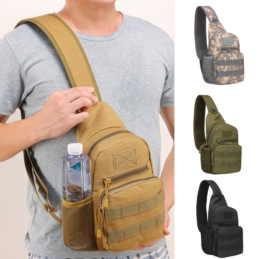 OrrinSports Leather Crossbody Sling Bag Backpack with Adjustable Strap for Outdoor Travel Hiking Sports Daypacks Large Black 