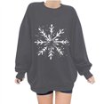 thumbnail image 5 of Sweatshirts for Women Christmas Printing Snowflake Long Sleeve Winter Casual Sports Round-Neck Sweatshirt,Womens Tops Plus Size Dark Gray XL, 5 of 5