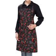 thumbnail image 1 of Delantal Farfi a rayas con bolsillo, unisex, a cuadros, largo, para cocina, catering (pimiento rojo), 1 of 8