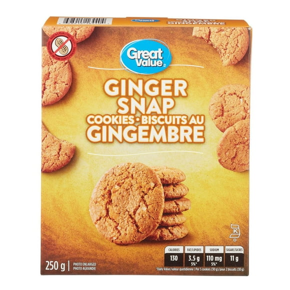 Great Value Ginger Snap Cookies, 250 g