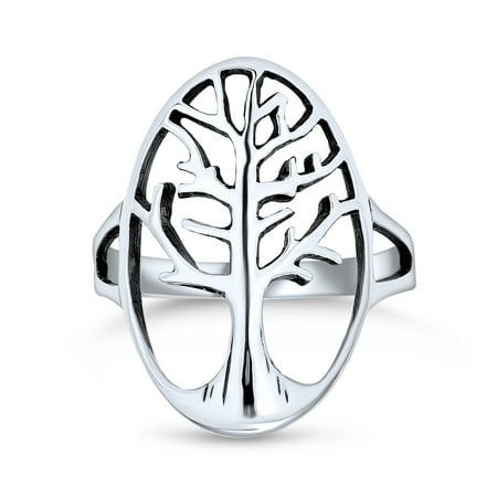 Bling Jewelry Womens Silver Ring: Open Oval Family Tree of Life Statement for Wife Sterling