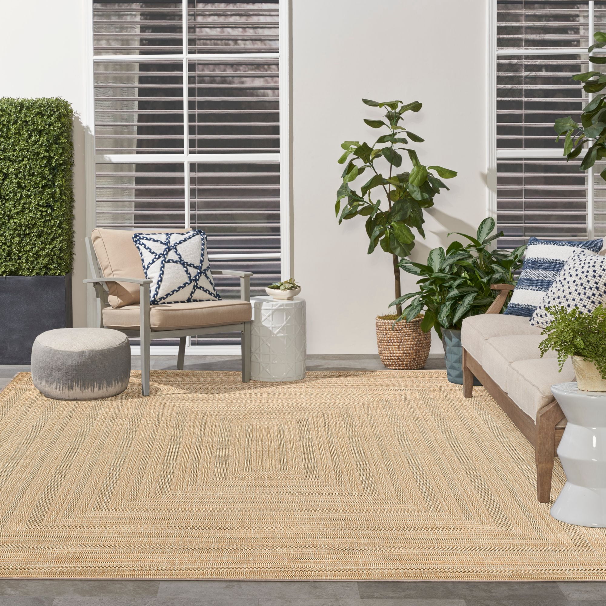 Nourison Tulum 10' x 14' Taupe Grey Indoor/Outdoor Rug