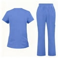 thumbnail image 4 of Flare Leg Scrub Set Womens Pocket Cargo Cool Stretch Lightweight Medical Scrub Set for Nurses & Healthcare Sky Blue M, 4 of 5