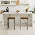 thumbnail image 2 of VECELO Set of 2 Bar Stools, Backless Wood Counter Height Stool with Footrest for Kitchen, Living Room, Party Room, Brown, 2 of 7