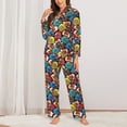 thumbnail image 2 of Logiee American Football Print Womens Pajamas Set,Long Sleeve Sleepwear,Button Down Lounge Set 2 Pieces,Soft Nightwear Pjs Set-Large, 2 of 7