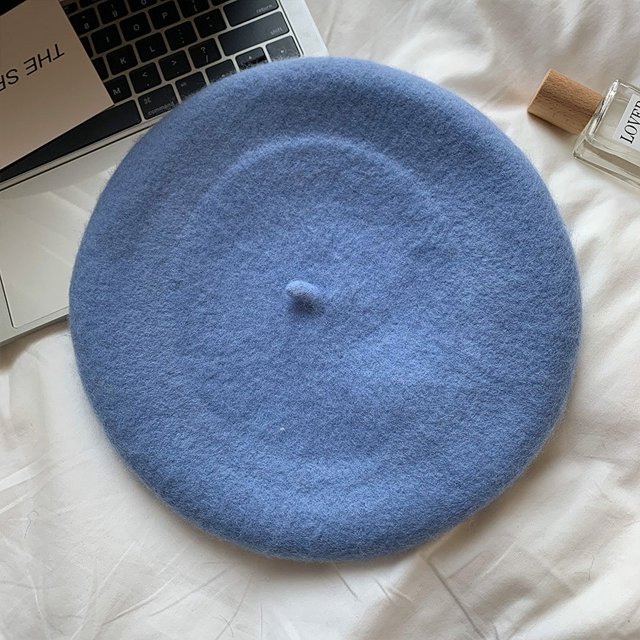 LinYooLi Wool Woolen Net Red Beare Hat Female Autumn And Winter New Big Head Circumference Showed Face Small Temperament Versatile Painter Hat