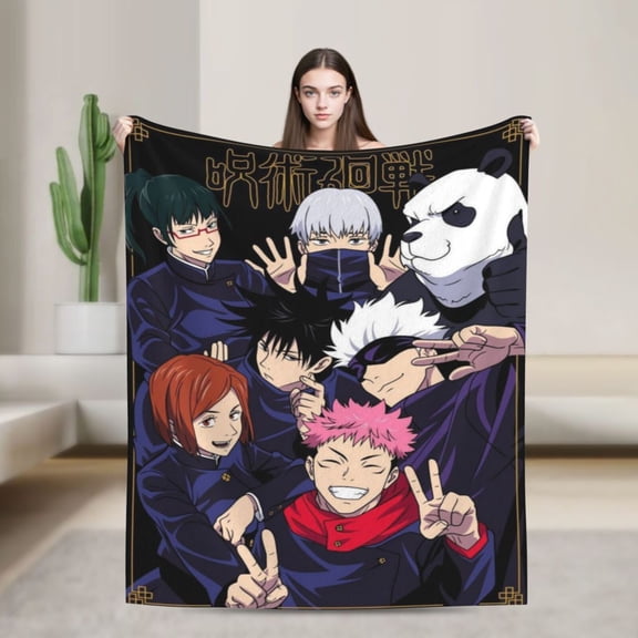 Blanket Jujutsu Kaisen Flannel Blanket Funny Ultra-Soft Micro Warm Throw Blanket For Boys Girls Young Adults, Warm Flannel Blanket For Living Room Bedroom Couch Bed 50"X40"