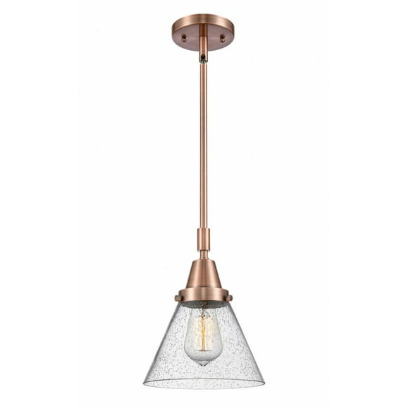 447-1S-AC-G44-Innovations Lighting-Cone - 1 Light Stem Hung Mini Pendant In Industrial Style-11.13 Inches Tall and 8 Inches Wide-Antique Copper