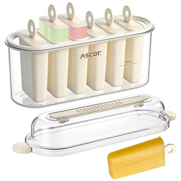 6-Cavity Popsicle Molds, DIY Homemade Ice Pop Mold, Plastic Popsicle Molds with Lids, Easy Release Homemade Ice Cream Maker, DIY Frozen Treats for Juice Yogurt Dessert Home Use