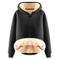 thumbnail image 2 of Baqcunre Long Sleeved Solid Color Velvet Warm Round Neck Casual Hooded Sweatshirt Womens Tops Womens Hoodies Graphic Hoodies Women Clothing Sweatshirt For Women,Color Black,Size 5XL, 2 of 3
