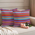 thumbnail image 2 of Rainbow Striped Outdoor Waterproof Pillow Covers, Red Blue Yellow Geometric Abstract Decorative Square Throw Pillowcase Sofa Cushion Sham for Patio/Couch/Chair, 16"x16" 2 Pack, 2 of 8