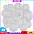thumbnail image 2 of 30pcs/Lot 4''-12'' Mix Size Chinese Paper Ball Lampion Hanging White Wedding Decoration Paper Lanterns Lampshade Party Decor, 2 of 5