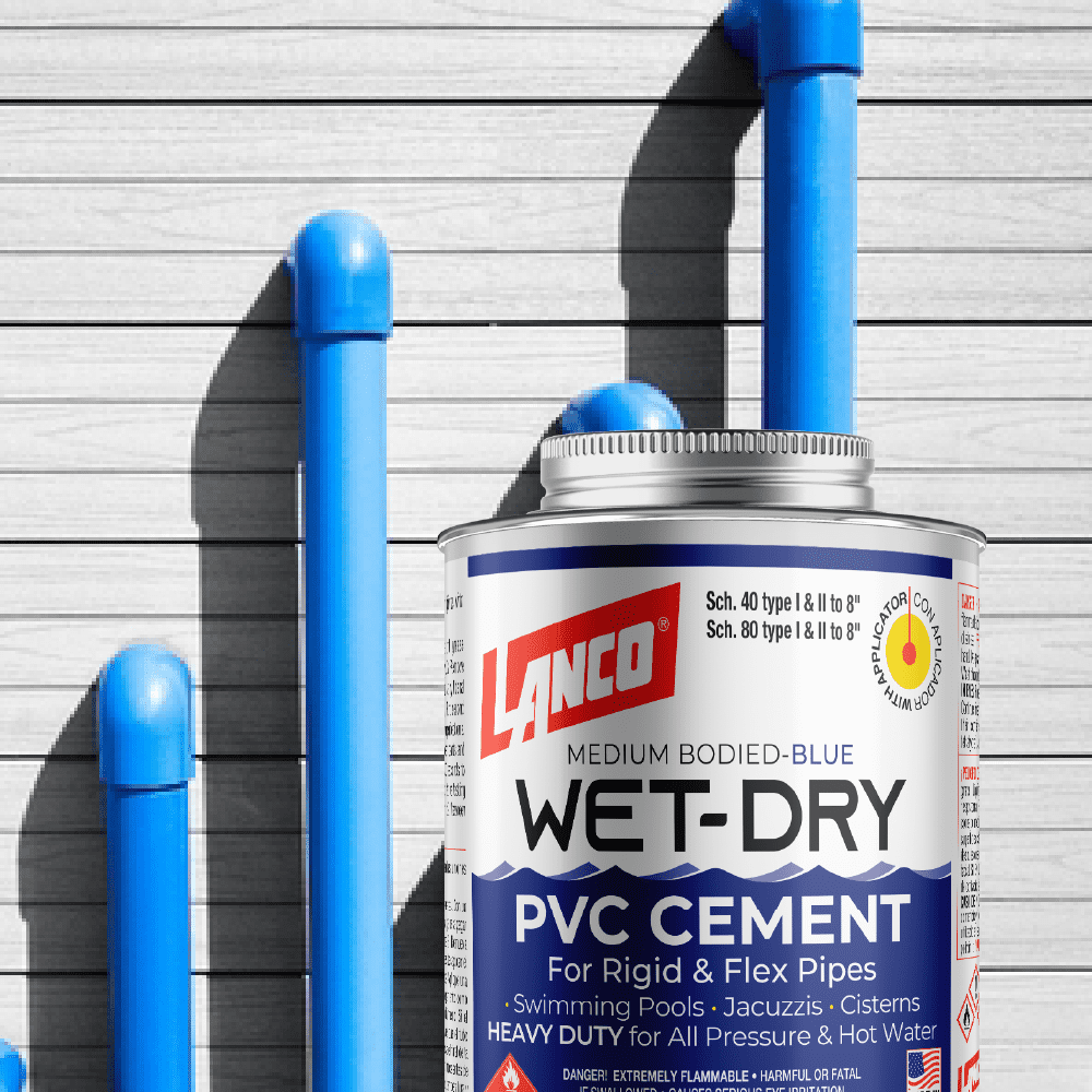 Lanco Wet-dry PVC Cement Blue Finish, 8 Ounce
