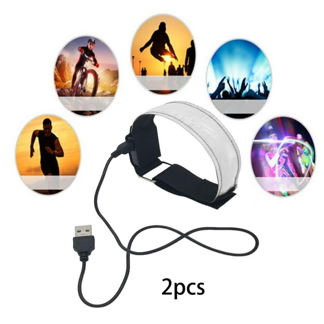 Brazaletes con luces LED shamjiam recargables por USB 2 uds. reflectantes Blanco